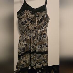 Stylish Black and Brown Bird Printed Dress